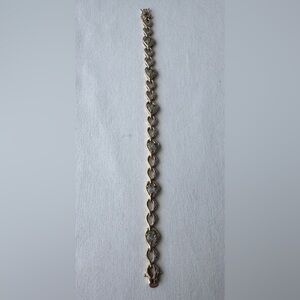 Ross Simons Gold Plated Sterling Silver Heart Link Bracelet Cz Stamped 925